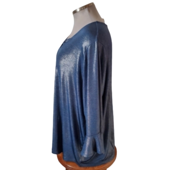 NAVY BLUE SHIMMER ☆ CAGE NECK TOP ☆ 4X ☆ NWT - Picture 5 of 10